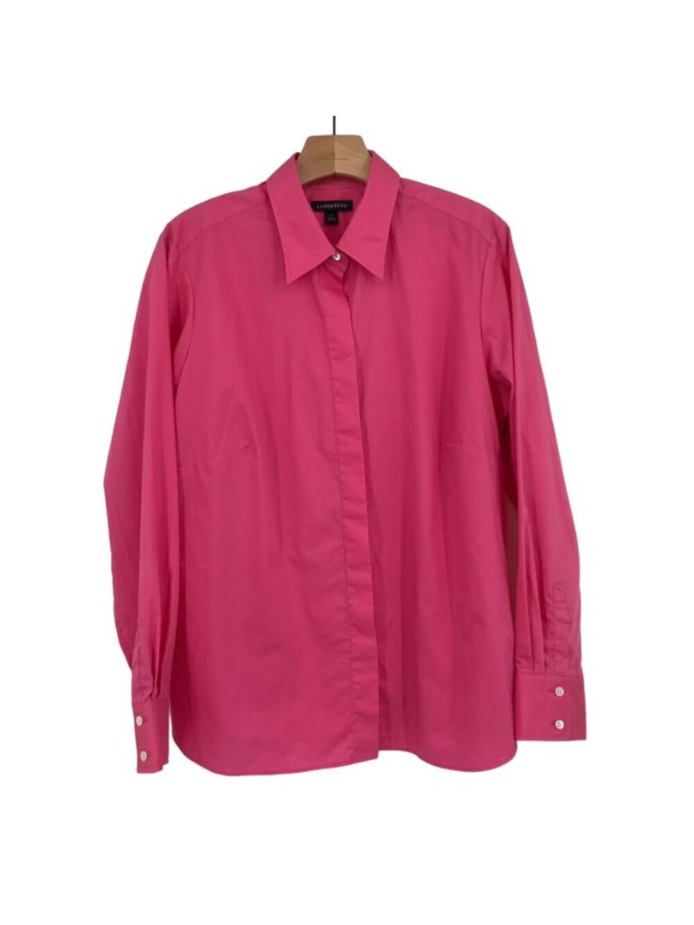 Lands' End women's blouse button up size 18 W plus longsleeve cotton blend